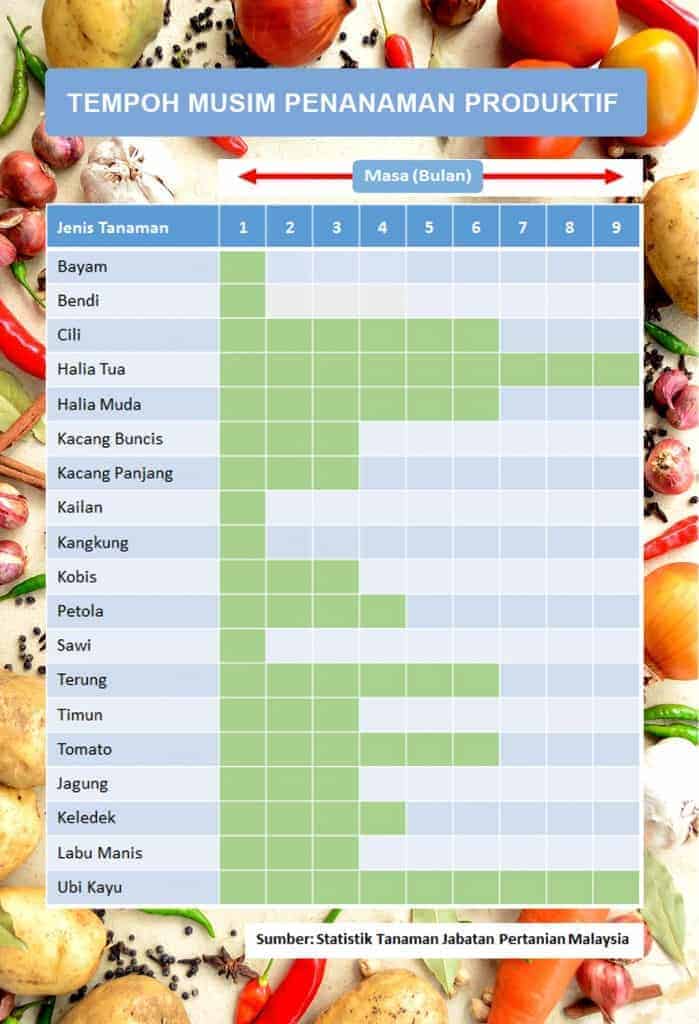 Tempoh Musim Penanaman Produktif Bagi Sayur-sayuran